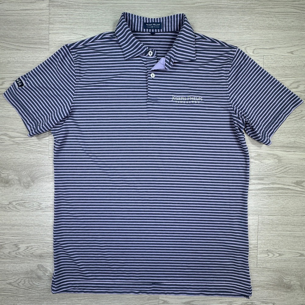 Peter Millar Crown Crafted Joseph Phelps Vineyards Men's Striped Golf Polo Large